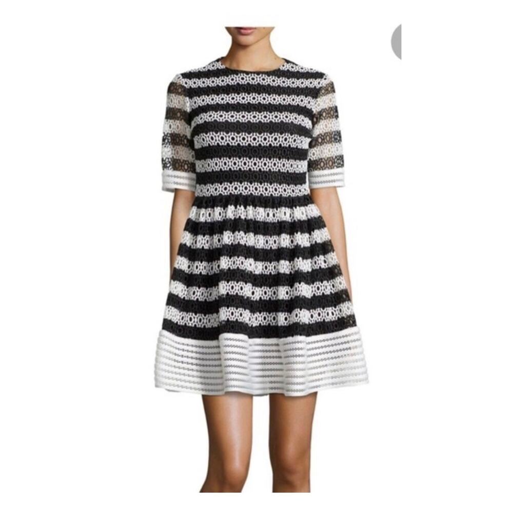 ALEXIS Amir Black and White Striped Lace Dress  XS